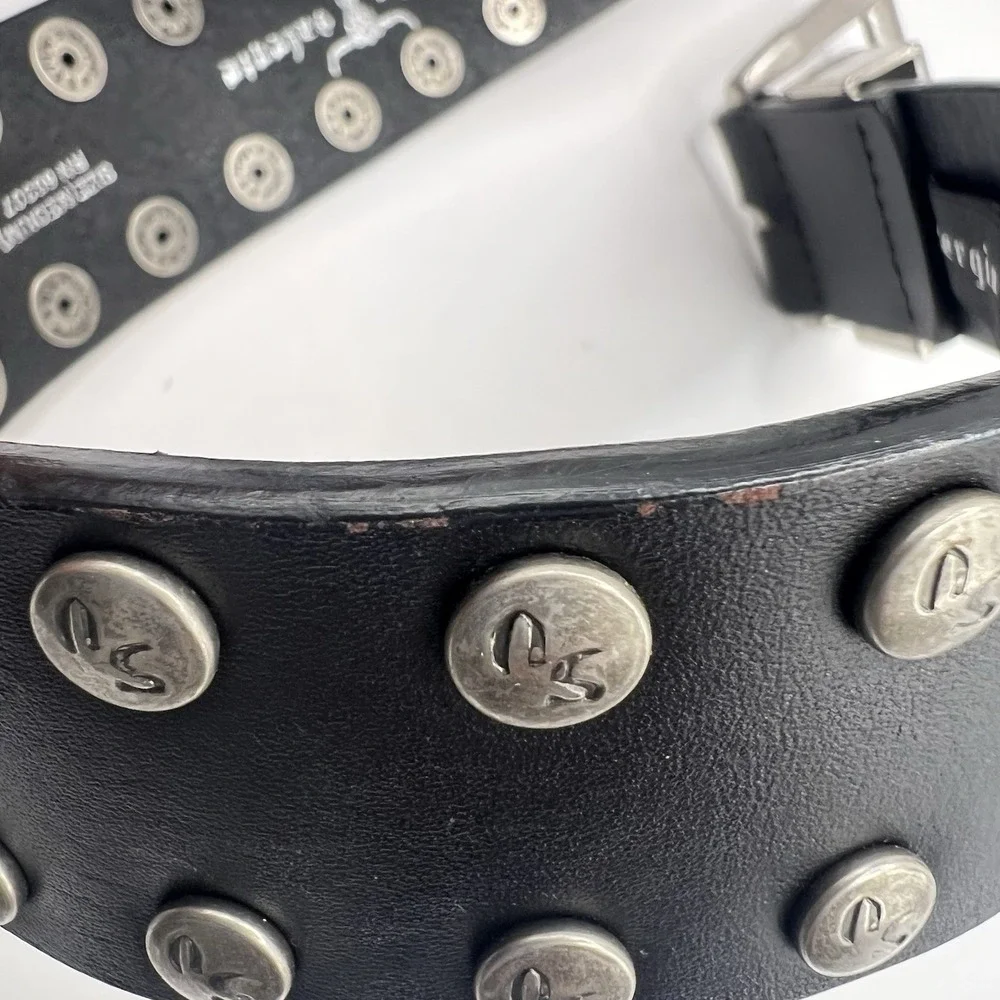 Y2K Sergio Valente Studded Leather Belt Unisex M (29-33) Black Biker Western